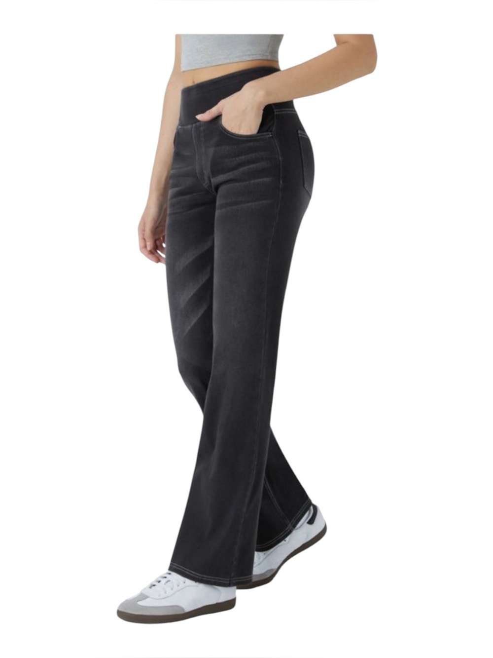 Halara Flex High Waist Bootcut Jeans Carbon Paint Black Size Large New